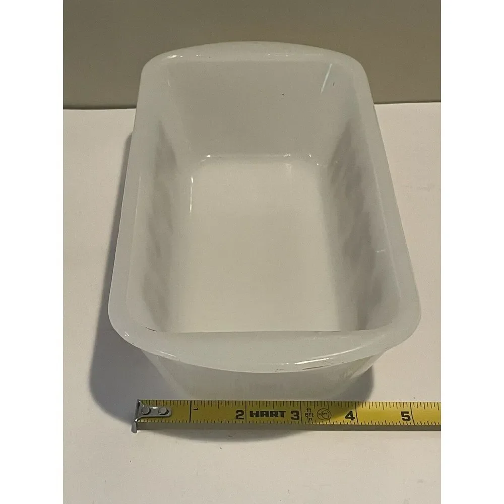 RARE Glassbake Rectangular Vintage Milk Glass Mushroom Print 522‎ Loaf Pan